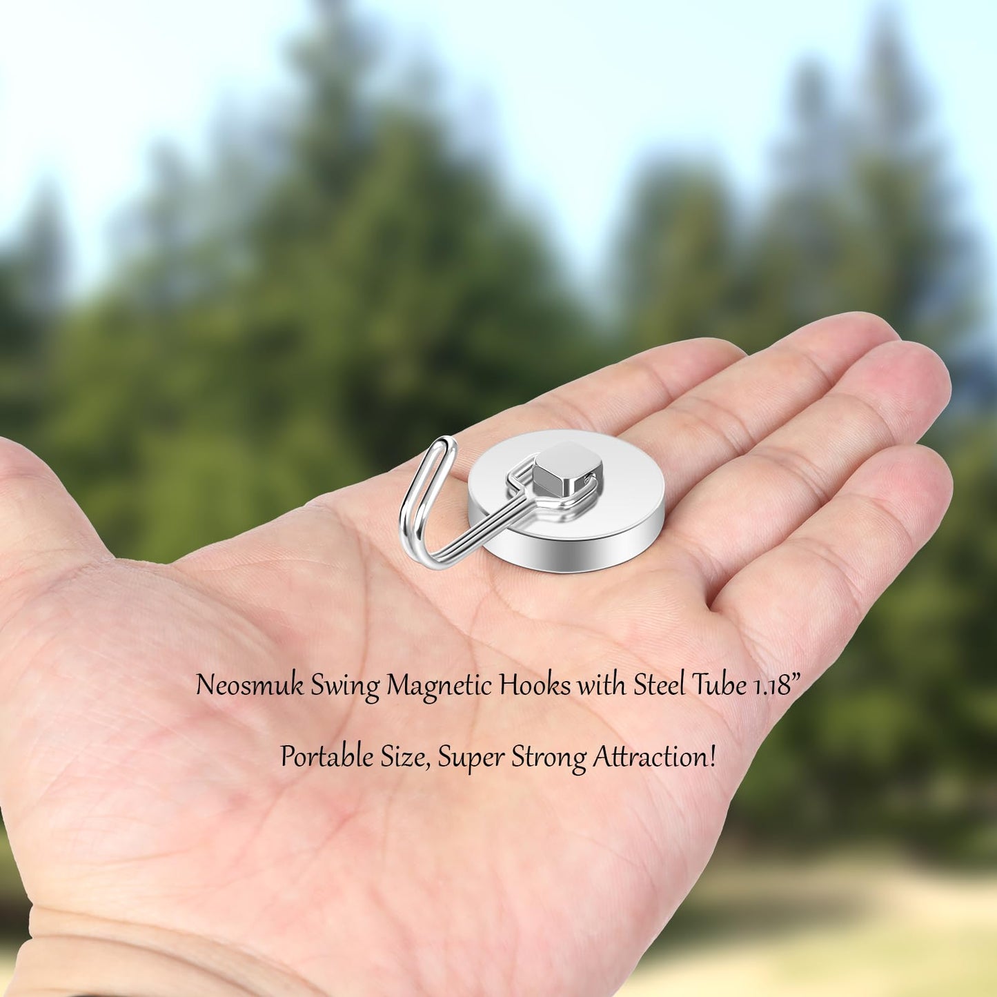 Neosmuk Magnetic Hooks, Cruise Ship Essentials, 100lb+ Swing Swivel Heavy Duty Magnetic Hooks for Cruise Cabins, Refrigerator, Grill, Hanging, and Travel,Extra Strong Must-Haves, Silver.