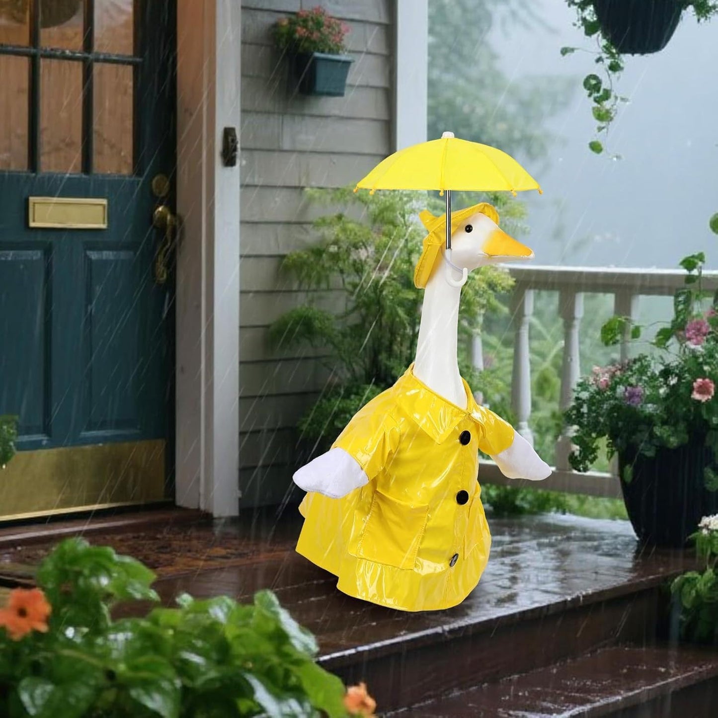 8 Set Holiday Porch Goose Outfits All Seasons Holiday Bundle St. Patrick Easter Summer Hawaiian 4th of July Halloween Christmas Birthday Raincoat Concrete Porch Goose Clothes for Patio Yard Lawn Decor