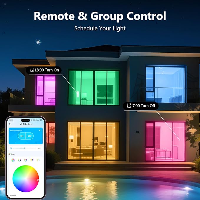 DAYBETTER Smart Light Bulbs, Smart Bulb That Compatible with Alexa & Google Home, 2.4G WiFi Bluetooth Alexa Light Bulbs, RGBCW Color Changing LED Light Bulb, 60W Equivalent, 800LM, 2Pack