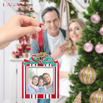 Laraine Christmas Tree Ornaments – 3-Piece Decorative Hanging 2025 Holiday Keepsake Gift Pendant with 2” Photo Frame Insert for Picture of Pet (3-Piece Gift Set (2025))