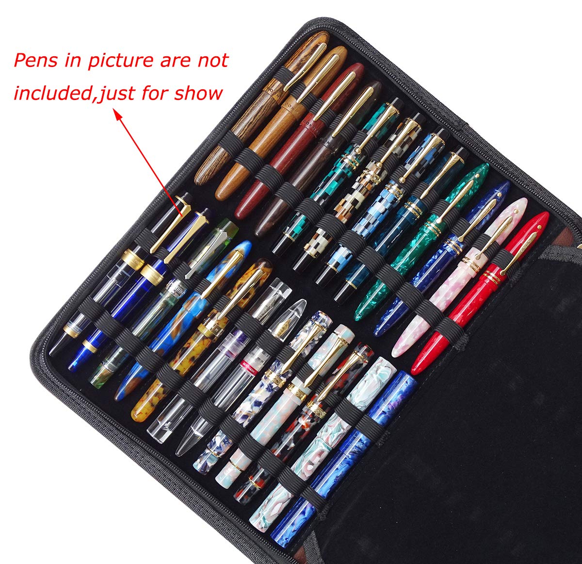 48 Fountain Pen Case, Rollerball Pen Holder PU Leather Bag Pouch Large Capacity for Your Collection - Brown