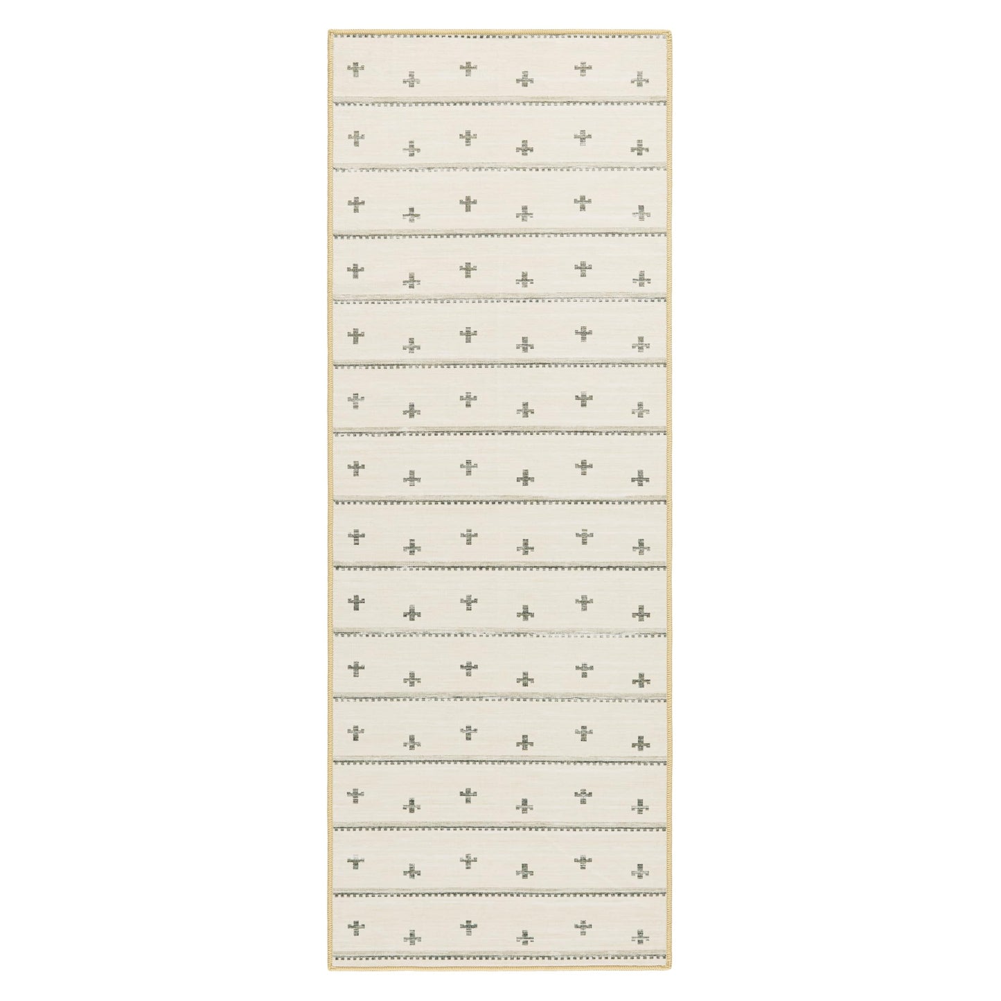 EVERWASH Haven Scandinavian Stripe Machine Washable Area Rug with Airflo Technology for Easy Clean, Ultra-Soft Non-Slip Rug with Built-in Pad, Pet, Family & Allergy Friendly Rug, Beige/Brown, 2'6"x7'
