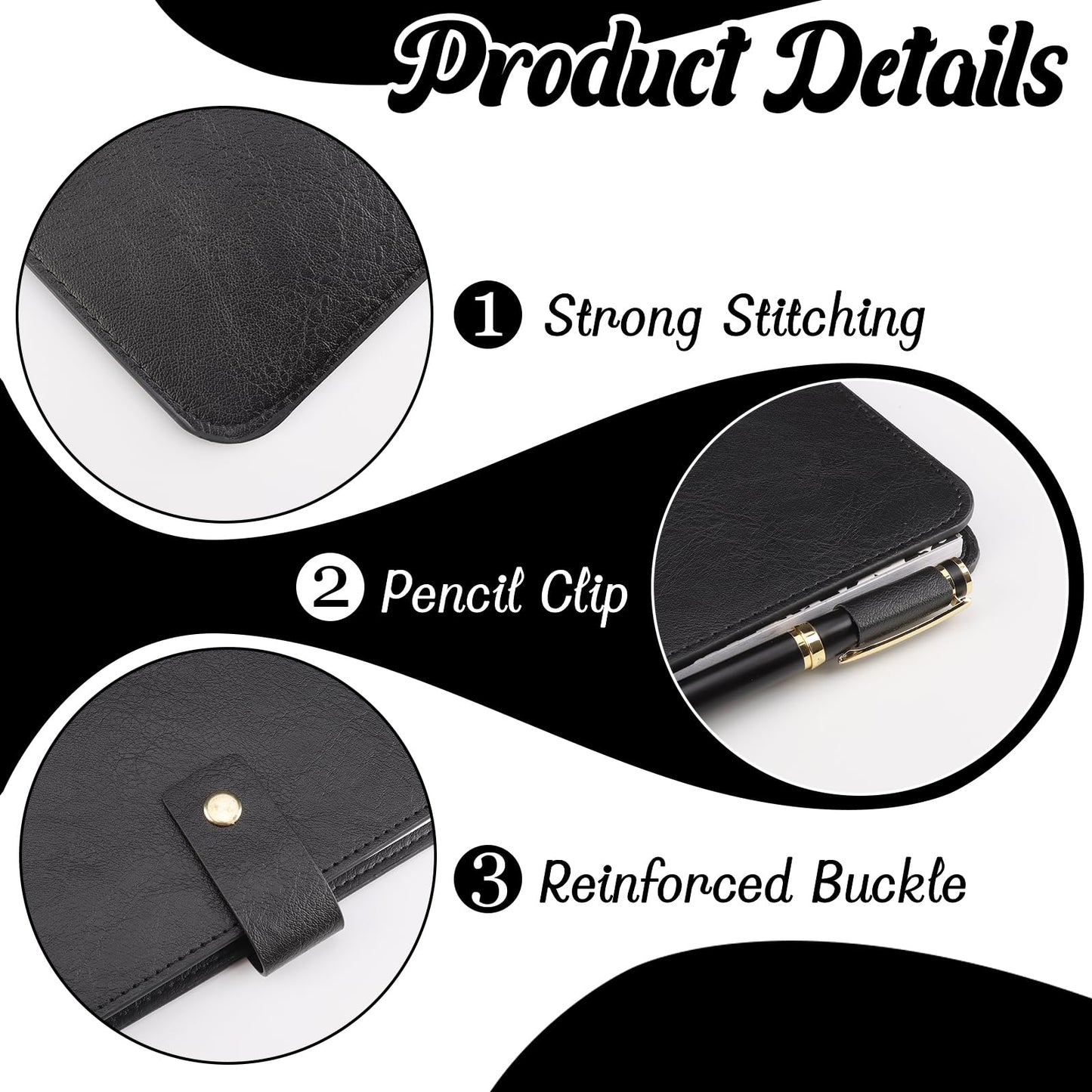 SKLENICE PU Leather Composition Notebook Cover 9 3/4 X 7 1/2 in With Composition Book 100 Sheets Vintage Rustic Distressed PU Leather Journal Notebook Cover Portfolio For School Office Home (Black)