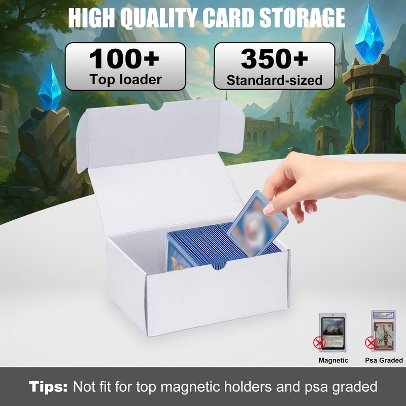 XRACV Toploader Trading Card Storage Box, 4-Pack 100 Count White Corrugated Cardboard Bulk Sports Top Loaders Storage Box for TCG/Magic/Mtg Basketball Cards, Collectible Trading Card Organizer