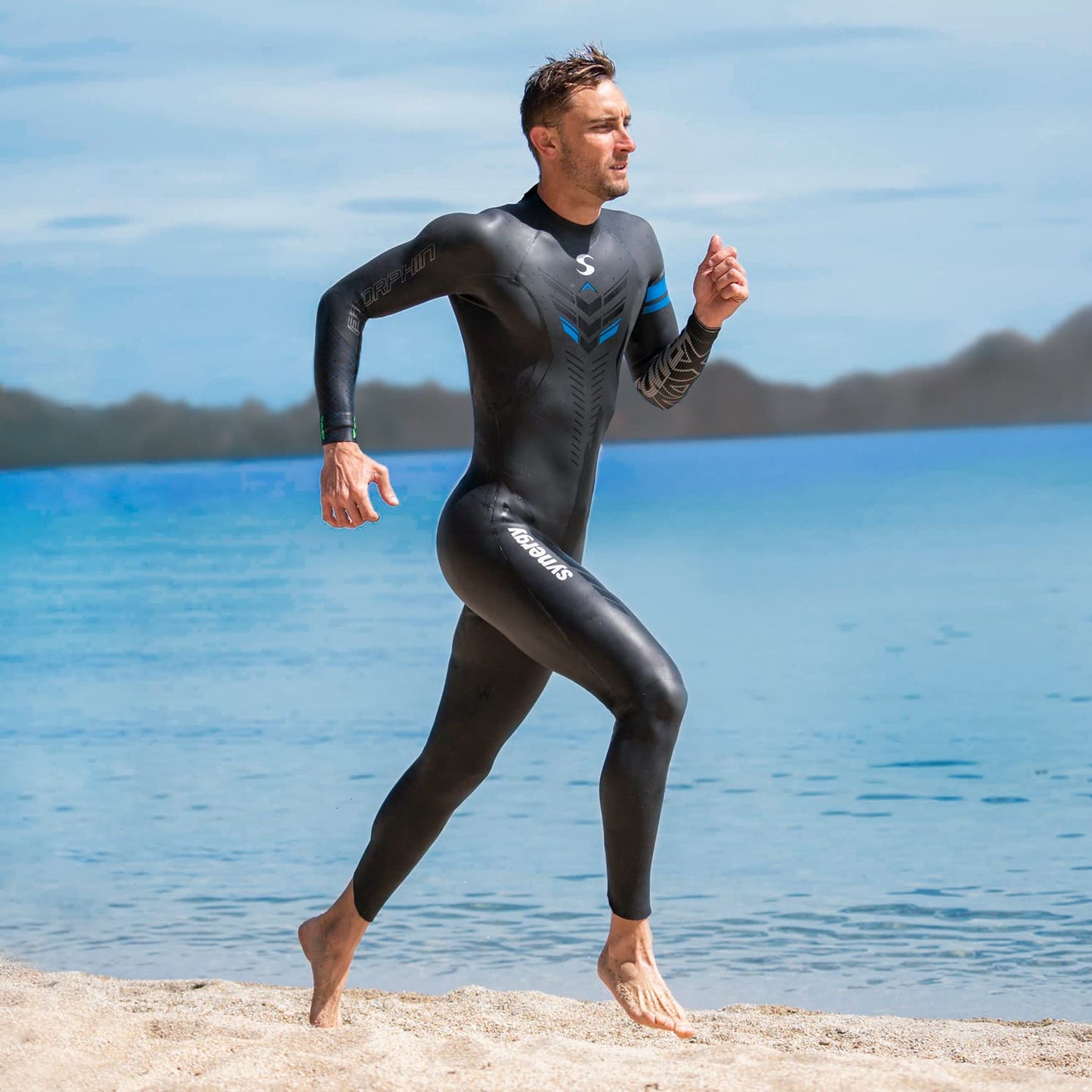 Synergy Endorphin Men's Full Sleeve Triathlon Wetsuit (Black/Blue, S3)