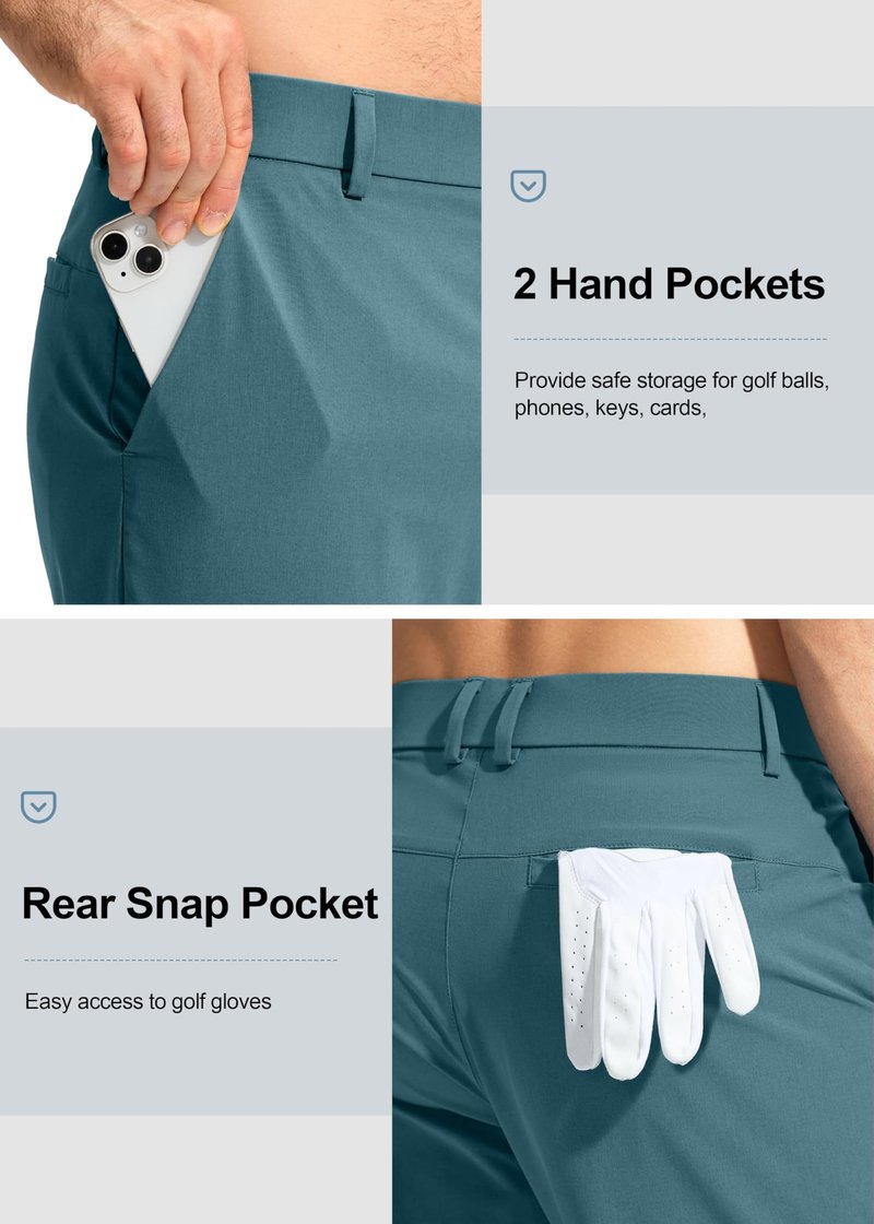 Pudolla Dress Pants for Men Golf Pants Stretch Work Dress Comfy Pants 34 Lightweight Quick Dry Casual Slacks Trousers(Vivid Blue 33Wx34L)
