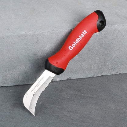 Goldblatt Stainless Steel Roofing & Flooring Knife - Linoleum Cutter with Soft-Grip Handle, Hook Knife for Cutting Carpet, Cable Skinning, Wallpaper, Turf