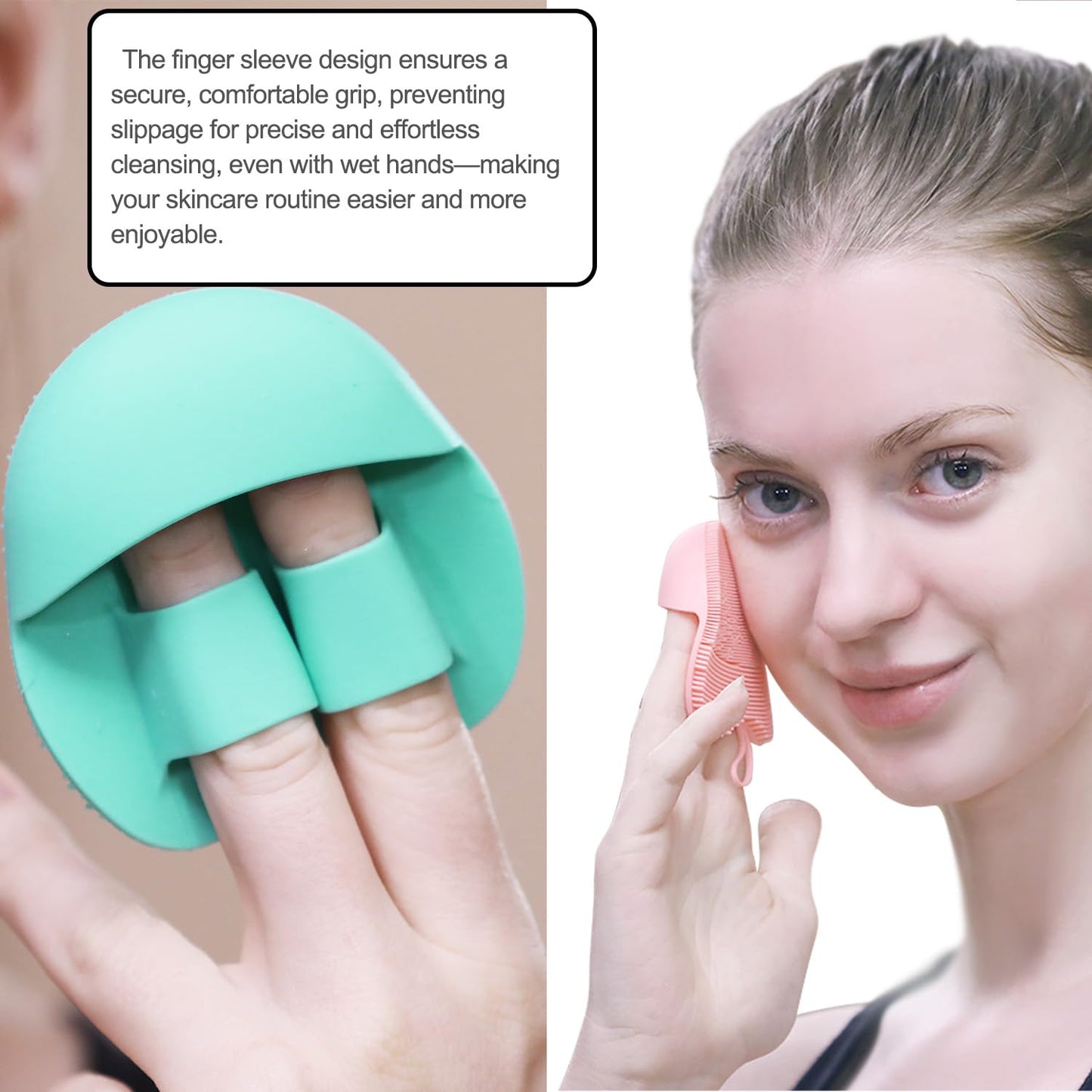INNERNEED Super Soft Silicone Face Cleanser and Massager Brush Manual Facial Cleansing Scrubber Handheld Wash Pad for Sensitive, Delicate, Dry Skin (Pack of 4)