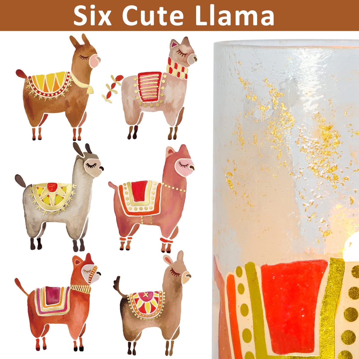 FLAVCHARM Set of 3 Glass Flameless Candles Alpaca Llama Decor Battery Operated Flickering Pillar LED Candle for Home Decor Party Festival Christmas Indoor Decorations