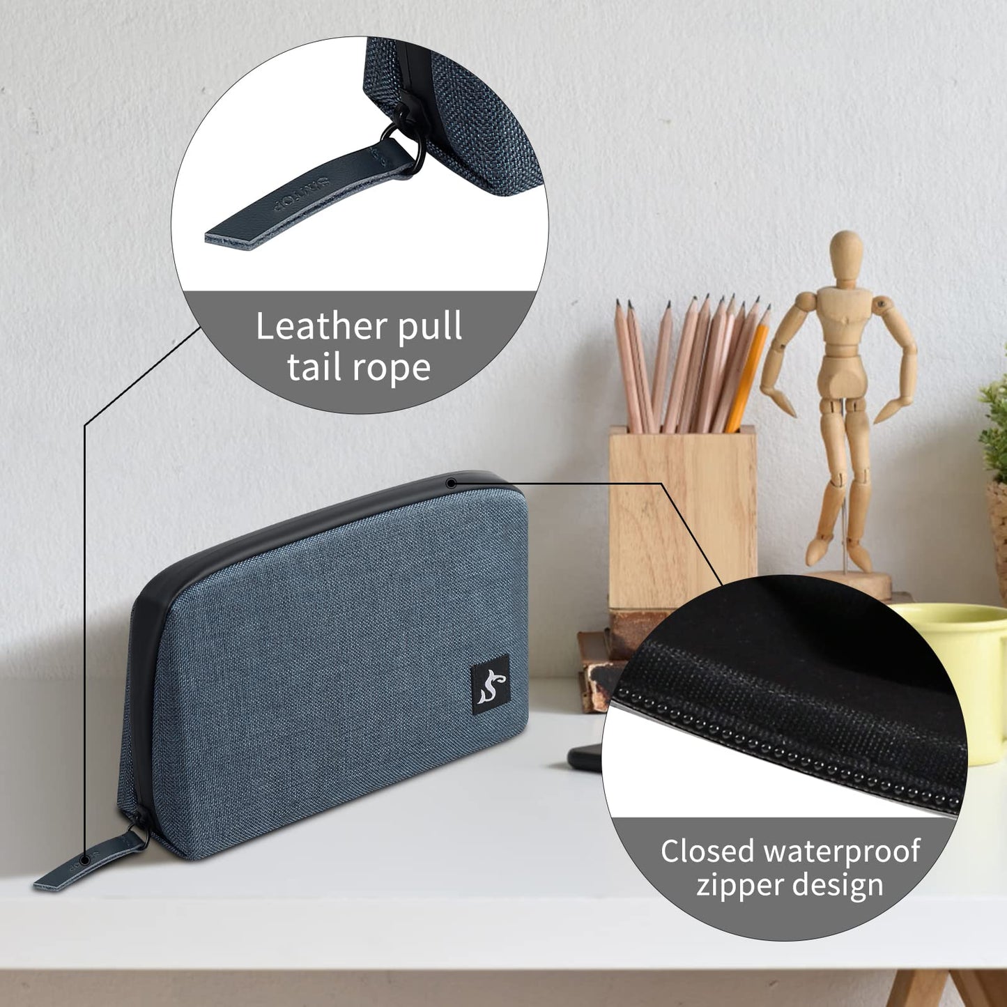 Electronic Organizer Travel Case – Waterproof Cable Bag for Cord, Charger, Hard Disk, Power Bank – Small Tech Storage for Travel, Backpack, Business Trip, Airplane (Blue)
