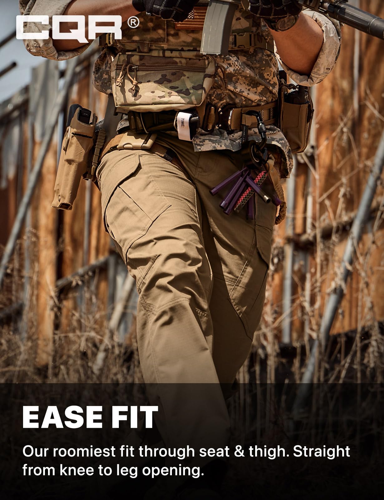 CQR Men's Tactical Pants, Water Resistant Ripstop Cargo Pants, Lightweight EDC Work Hiking Pants, Outdoor Apparel, Raider Mag Cougar, 32W x 30L
