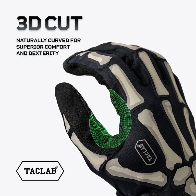 TACLAB Reaper Skeleton Gloves - Thin and Lightweight for Summer, Airsoft, Paintball, Cycling, Motorcycle, Multipurpose (Dark, L)