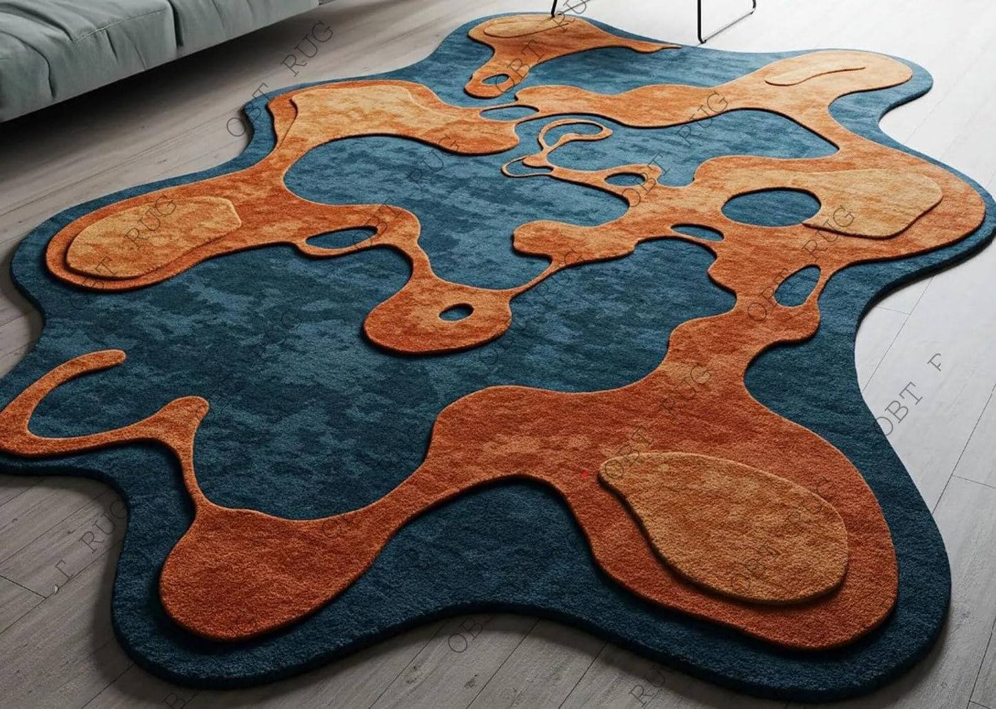 Naseeb Carpets Rugs for livingroom Bedroom Hall 5x8 feet Size Irregular Shape Abstract Pattern High Low Soft Pile Handmade Quality Antiskid Antislip Backing Soft Newzealand Wool..