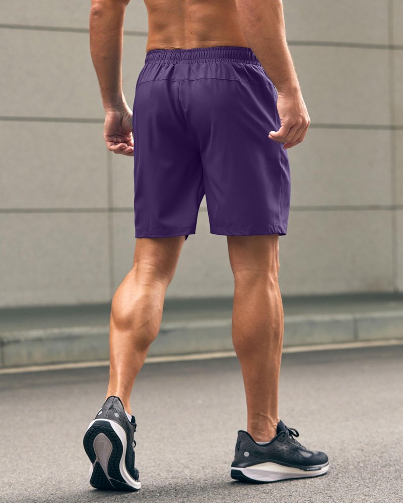 Men's Athletic Running Shorts with Zipper Pockets Quick Dry 7"/ 5"/ 9" Workout Gym Shorts for Basketball Hiking(Purple,7XS)