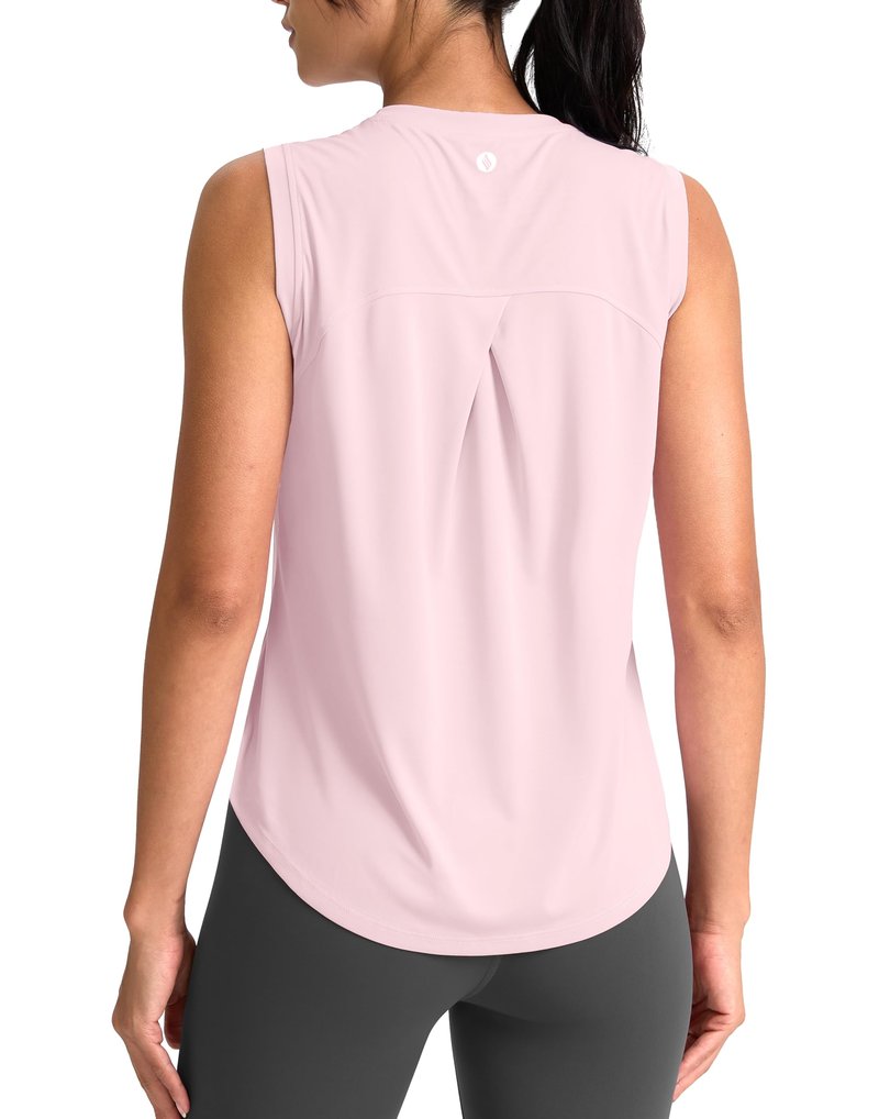 SANTINY Women's Sleeveless Workout Tops Breathable Lightweight Active Tennis Yoga Shirts Athletic Running Tank Tops for Women (Pink_M)