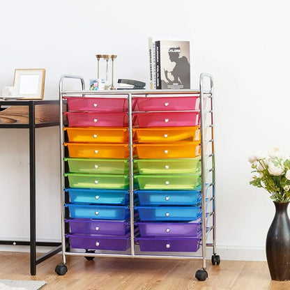 Giantex 20 Drawer Rolling Storage Cart Tools Scrapbook Paper Office School Organizer, Multicolor