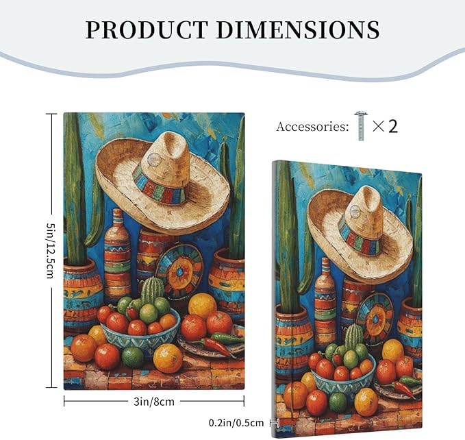 Decorative Art Light Switch Covers Mexican Sombrero & Serape Vibes 1 Gang No Device Blank Switchplate Electrical Faceplate for Home Decor