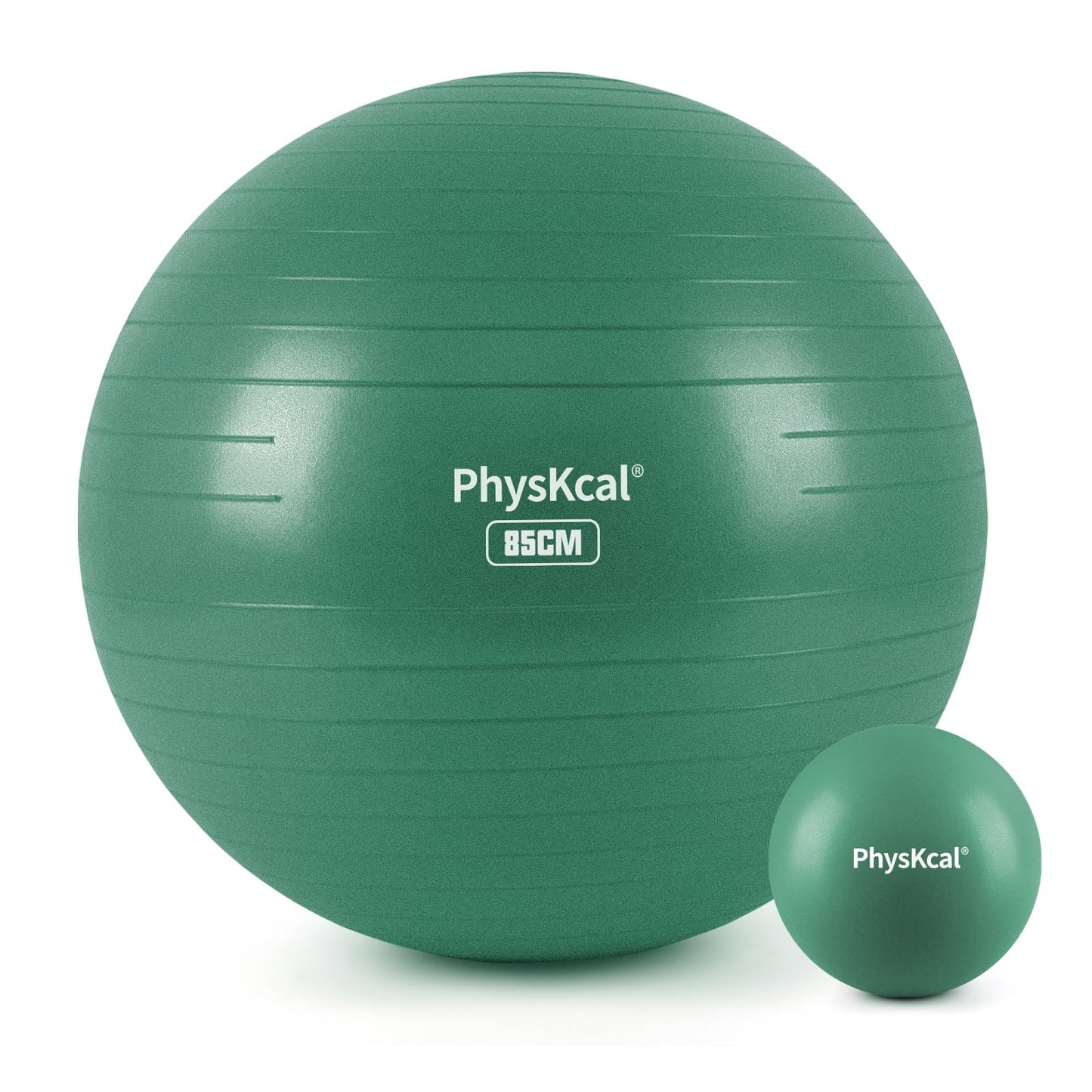PhysKcal Exercise Ball Set, 33'' Yoga Ball for Pilates, Physical Therapy, Pregnancy-Swiss Ball for Physio, Stability, Fitness, Office Chair-Green