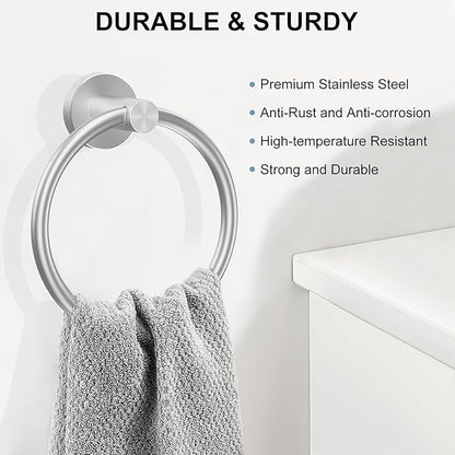 SetSail Towel Holder for Bathroom Wall Silver Towel Ring Stainless Steel Hand