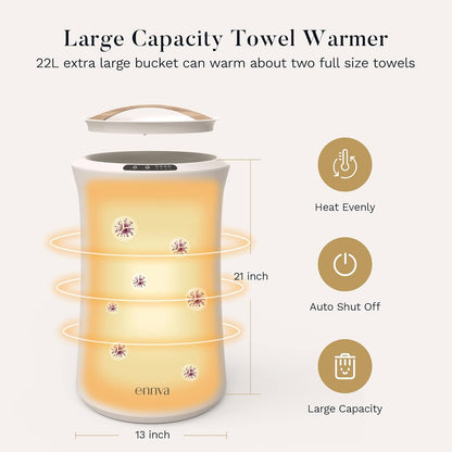 ennva 22L Towel Warmer for Bathroom, Spa, Hotel-Luxury Bath Towel Heater with with Aromatherapy- Electric Bucket Style Towel Steamer-Heat Timer15/30/45/60 Min Adjustable -Fast Heating Hot Towel Warmer