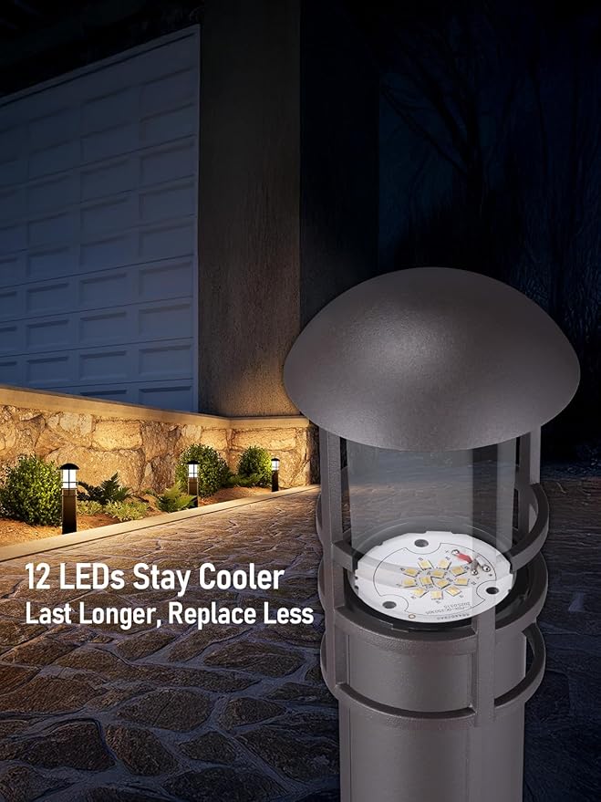 LEONLITE 5CCT Low Voltage Landscape Pathway Lights, 3W 12V AC/DC Landscape Lighting, IP65 CRI90+ Pathway Lighting Wired for Yard Lawn, Aluminum, Oil Rubbed Bronze, ETL Listed, 1800-5000K, Pack of 6