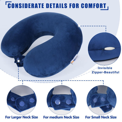 SAIREIDER Neck Pillows for Travel-Head Neck Support Travel Pillow for Traveling, Car, Home, Office Adjustable(Navy Blue)
