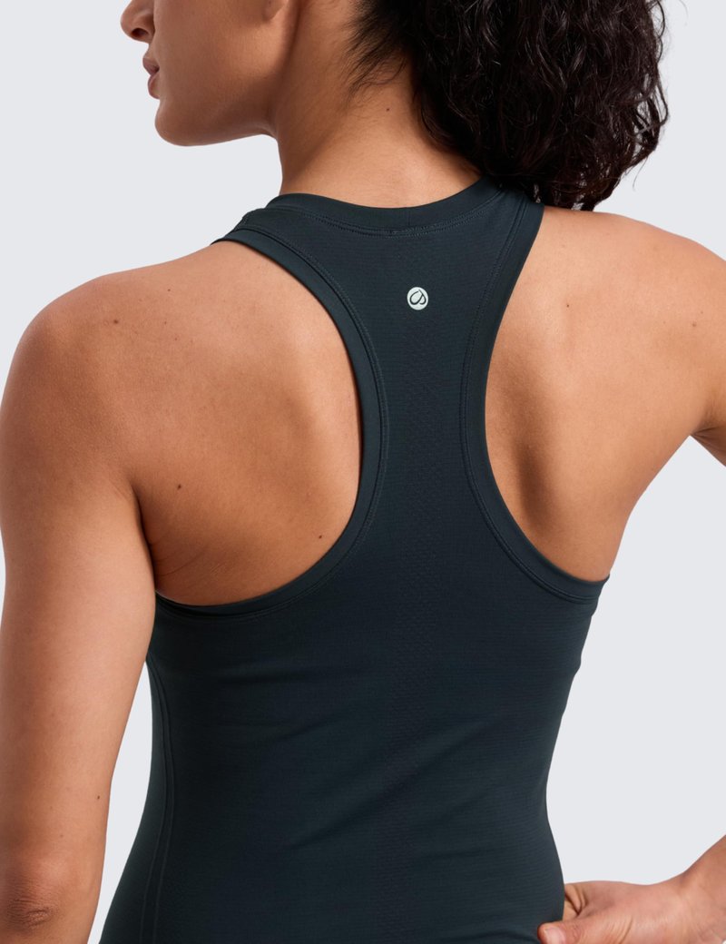 CRZ YOGA Seamless Workout Tank Tops for Women - Athletic Running Gym Sleeveless Shirts Crewneck Racerback Breathable True Navy X-Small