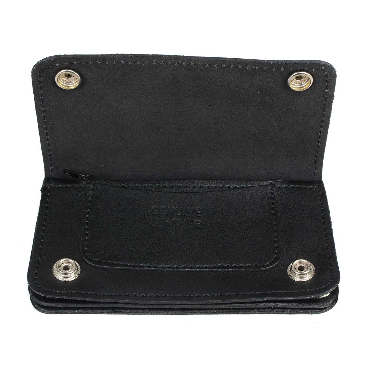 Milwaukee Leather Men's Genuine Leather Bi-Fold Biker Wallets w/Anti-Theft Stainless Steel Chain - 6 Inch
