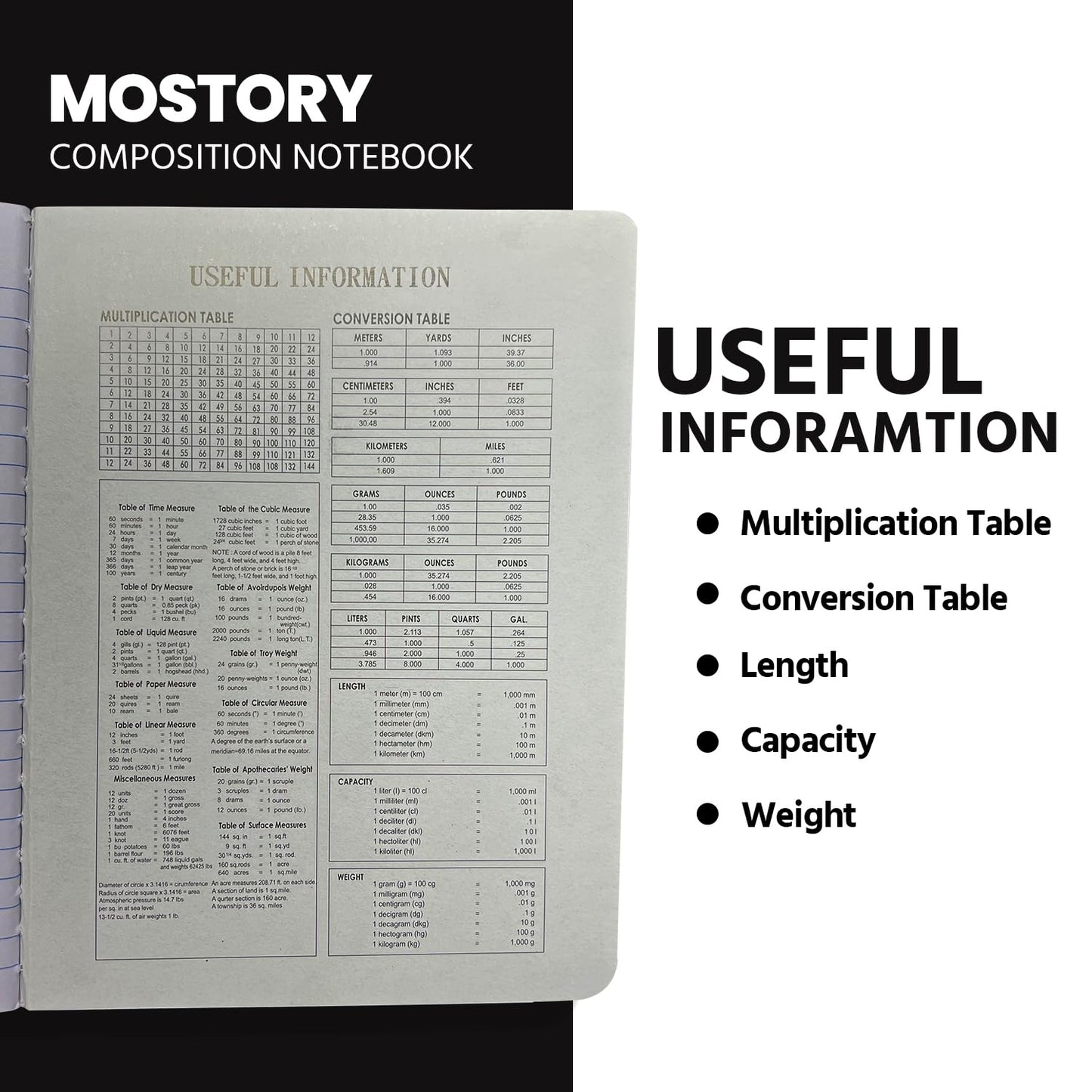 MOSTORY Pack of 10 Composition Notebook - Wide Ruled 200 Pages (100 Sheets), Size 7.5" x 9.75", Bulk School Supplies, Office, Bulk Notebooks for School, Writing Journal Notebook with Lined Paper