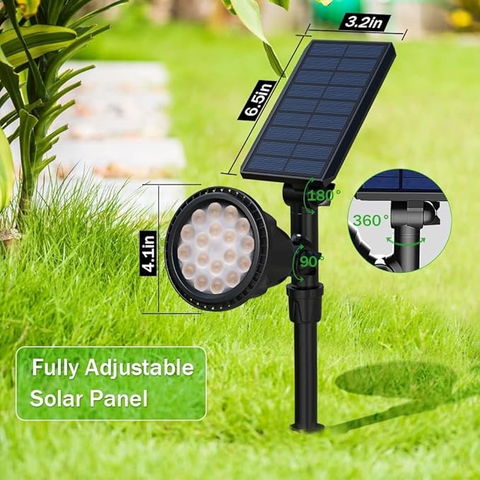 Solar Spotlights, 18 LED Solar Lights Outdoor Waterproof, 2 Mode Soft Warm White Landscape Lighting Auto On/Off Spot Lights for Flag Pole Garden Yard Tree Driveway Pool, 4 Pack