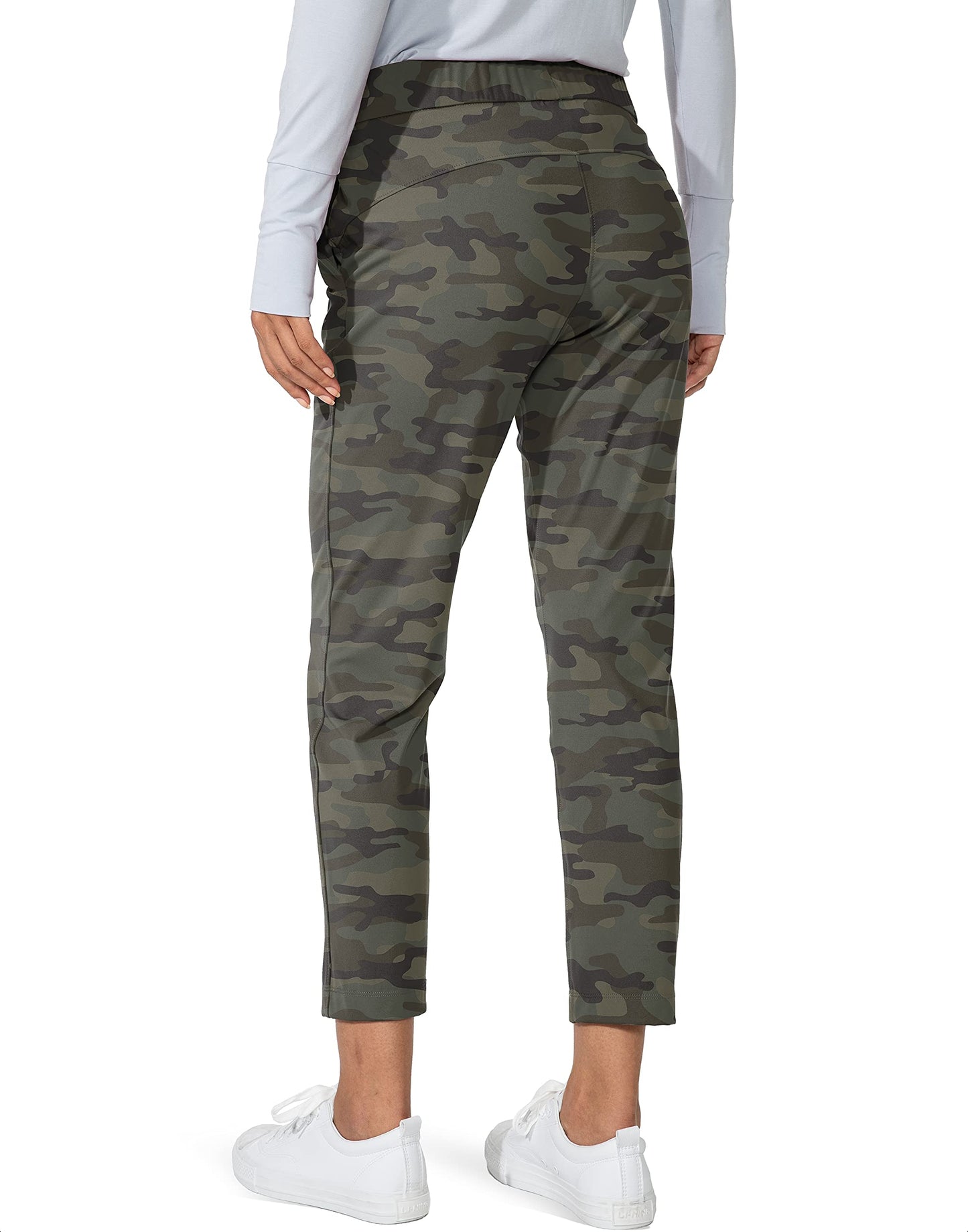 G Gradual Women's Pants with Deep Pockets 7/8 Stretch Sweatpants for Women Athletic, Golf, Lounge, Work (Green Camo, Large)