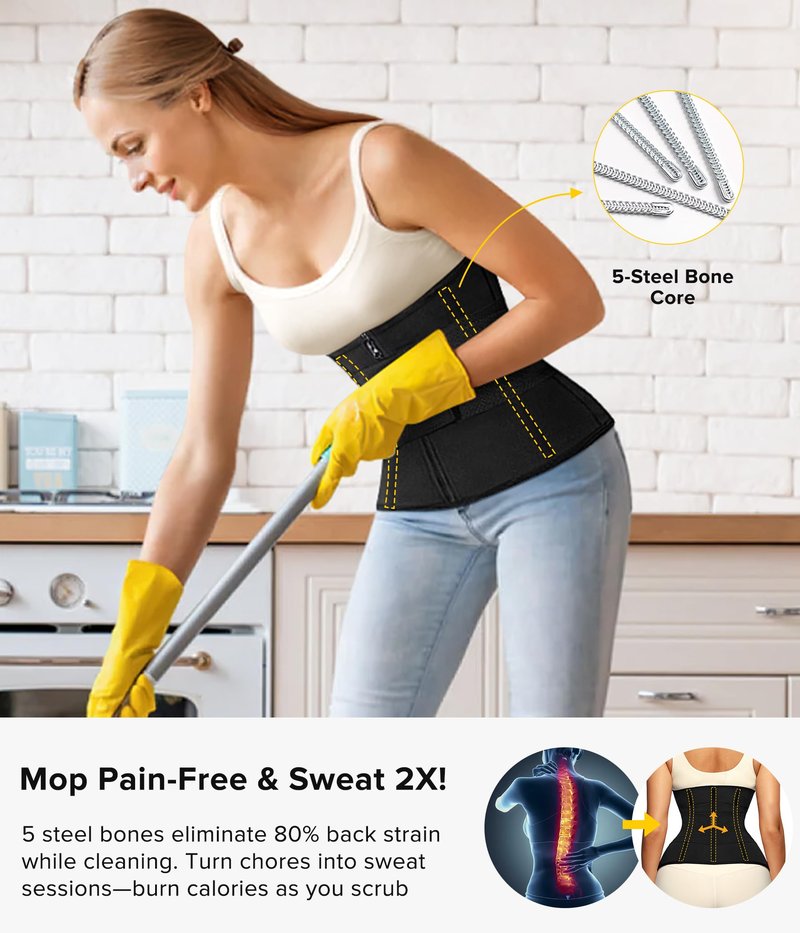 Junlan Sweat Waist Trainer for Women - Sauna Waist Trimmer for Working Out(Blue,Small)
