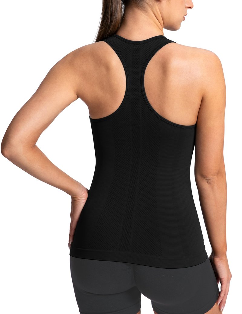 MathCat Workout Racerback Tank Tops for Women, Seamless Padded Athletic Yoga Running Tops Camisole Shirts with Built in Bra Black