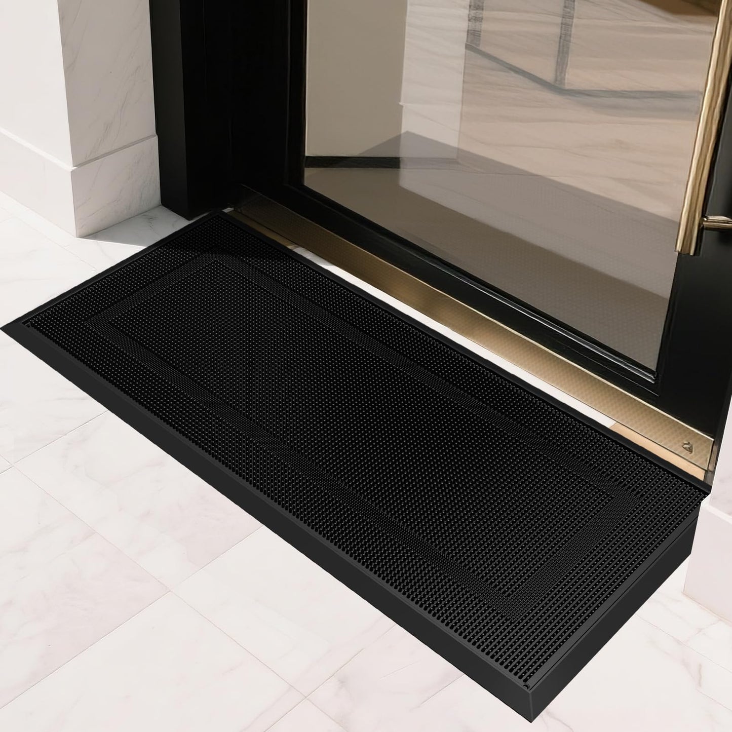BEHERO Front Door Mat Outside Entrance, 36" x 17" Heavy Duty Rubber Outdoor Mats Enlarged for Entryway, Welcome Matt Outdoor, Dirt Trapping Waterproof