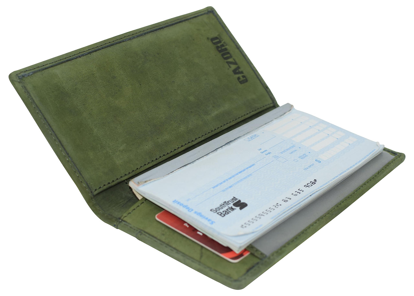 Genuine Leather Checkbook Cover For Men & Women Checkbook Holder Wallet RFID Blocking USA Series (Bright Green)