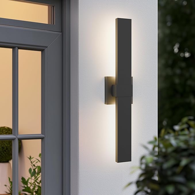 LamQee 23.6 In Aluminum Long Outdoor Wall Lights, 3000K 1303LM LED Waterproof IP65, Modern Exterior Lighting Fixture Linear Outdoor Sconce Wall Mount Outside Lighting for House Porch Patio Garage Door