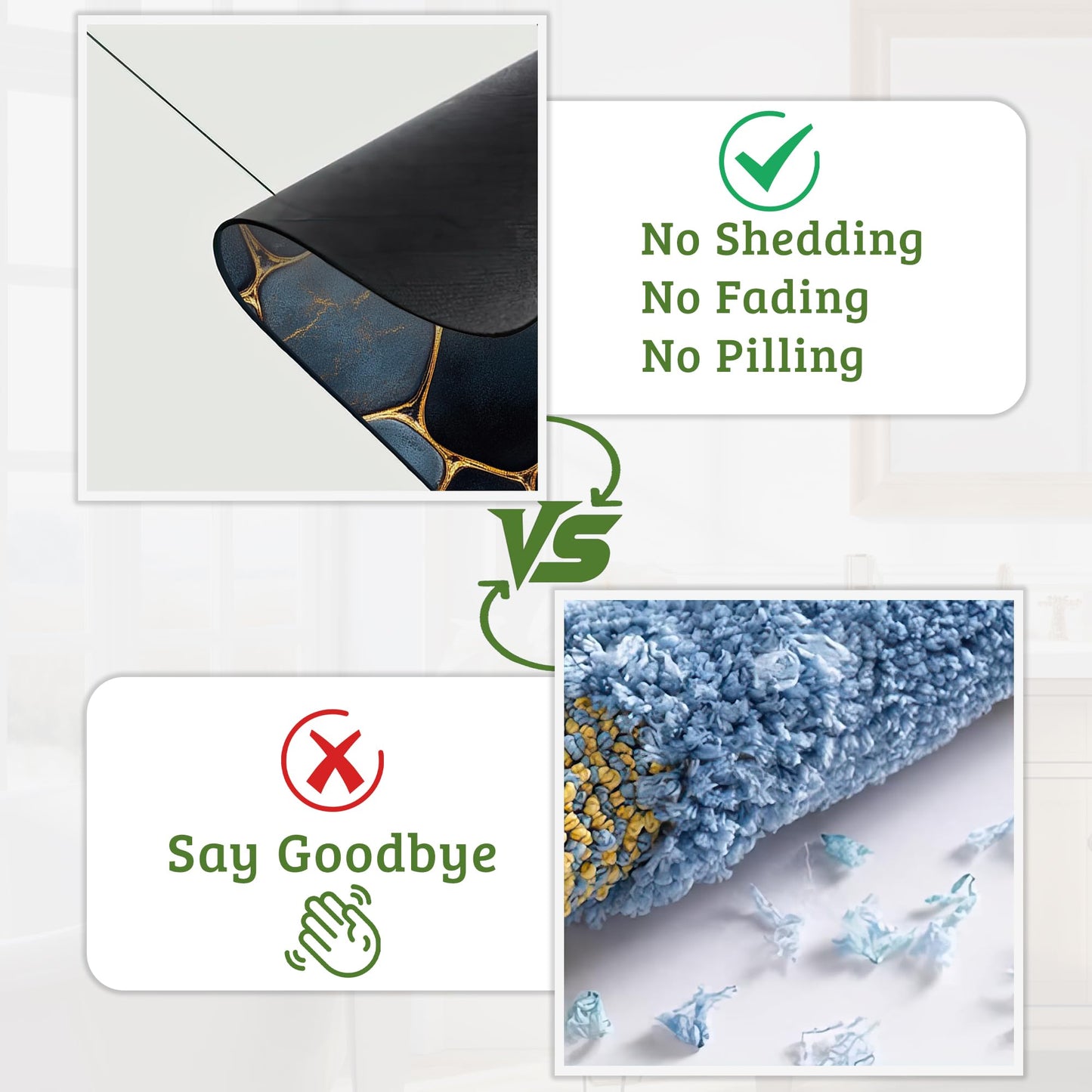 NSMNSM Blue Gold Pebbles Bath Mat Non-Slip Bathroom Rugs, Rubber Backing Absorbent Quick Dry Shower Bathroom Mats for Bathtub, Bedroom, Laundry, Christmas Decorations, 17"x 29.5"