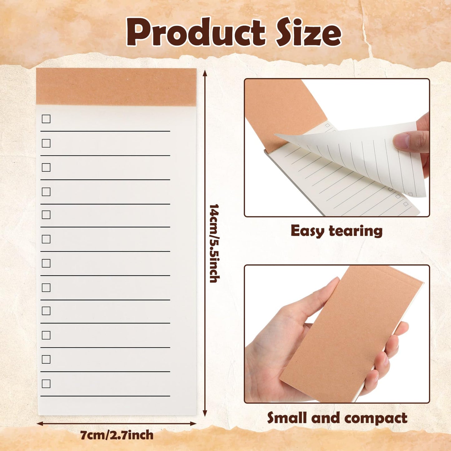 Eaasty 20 Pack Bulk Mini to Do List Notepads with Kraft Cover 5.5" x 2.7" Lined Tear-Off Memo Pads Small Pocket Checklist Notebooks for Office, Teacher, Grocery Lists, Planning and Organization