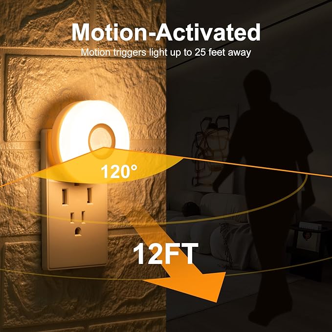 Night Lights Plug Into Wall, 200LM Bright Plug in Night Light, Motion Sensor Nightlights Plugin Wall Decorative for Home (Cool White 2Pack)