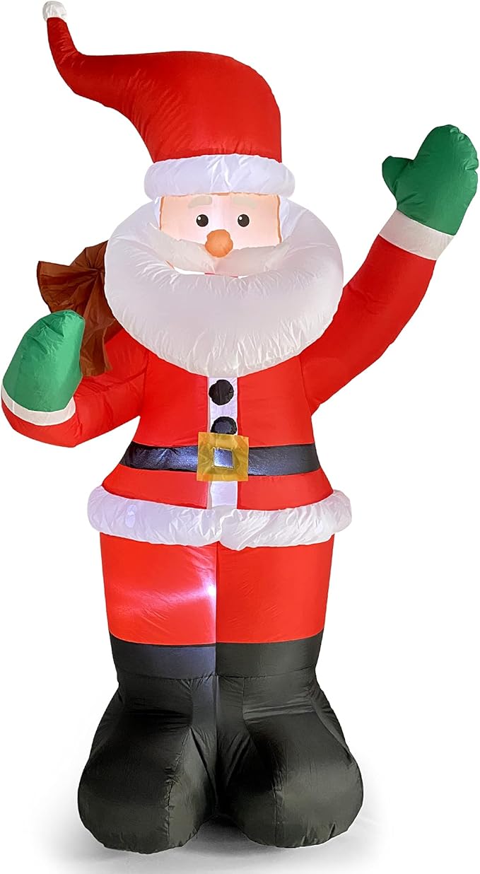 COOLWUFAN 6 FT Christmas Inflatables Santa Claus with Gifts Bag, Christmas Inflatables Outdoor Decorations, Built-in LED Lights Holiday Blow Up Yard Decoration Clearance for Yard, Holiday, Parties