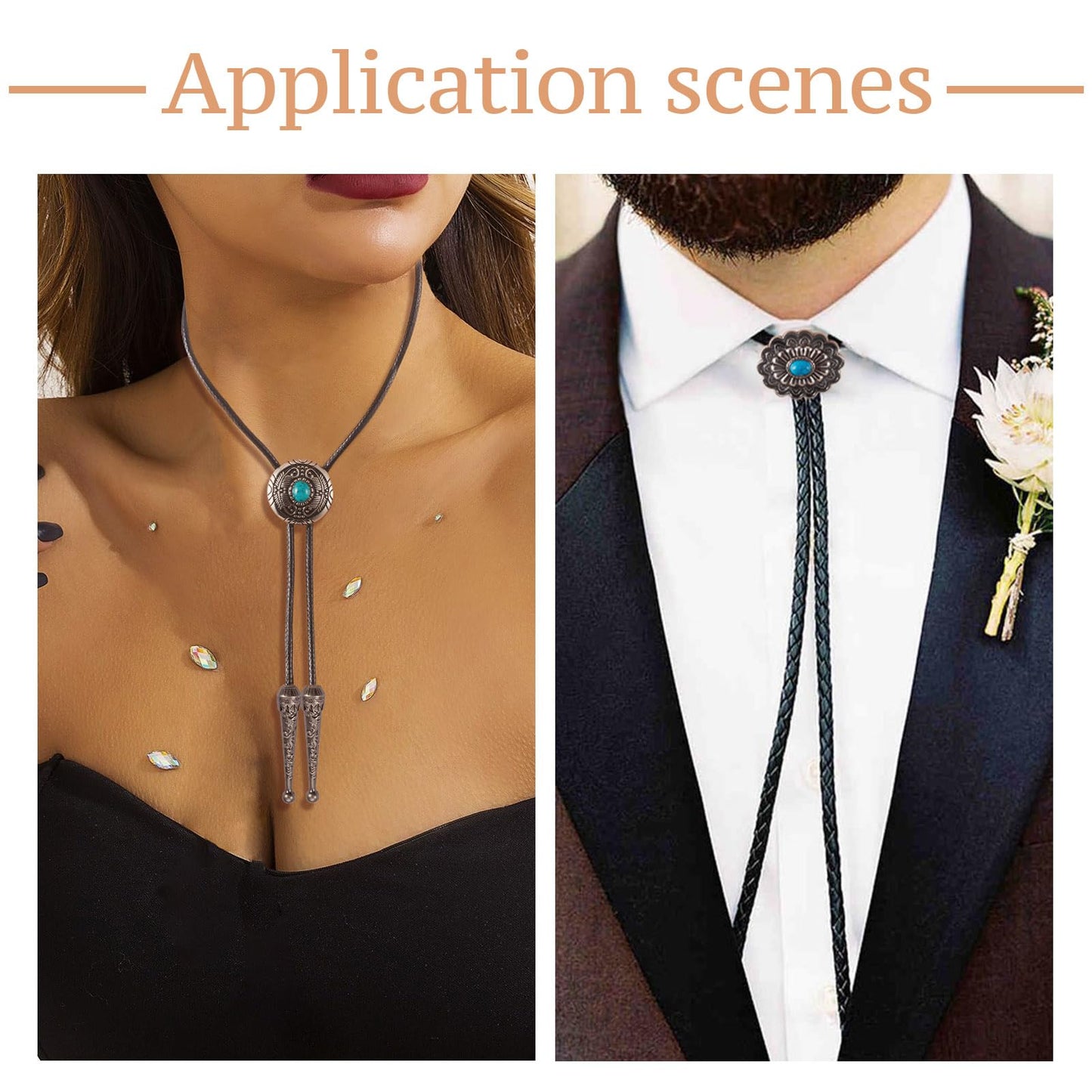 Pandahall 20Pcs Bolo Tie Slider Clasp Kit Alloy Turquoise Buttons Leather Necktie Bolo Tie Tips Replacement End Caps Bolo Tie Slide Clasp for Bracelet Jewelry Making DIY Craft Wallet Bag