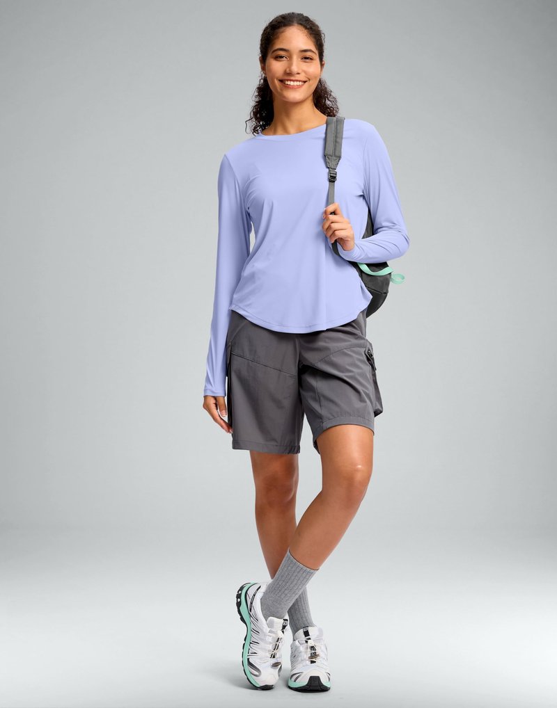 Soothfeel Women's UPF 50+ Sun Shirts Long Sleeve SPF UV Protection Rash Guard Lightweight Quick Dry Hiking Workout Tops Snow_blueXXXL
