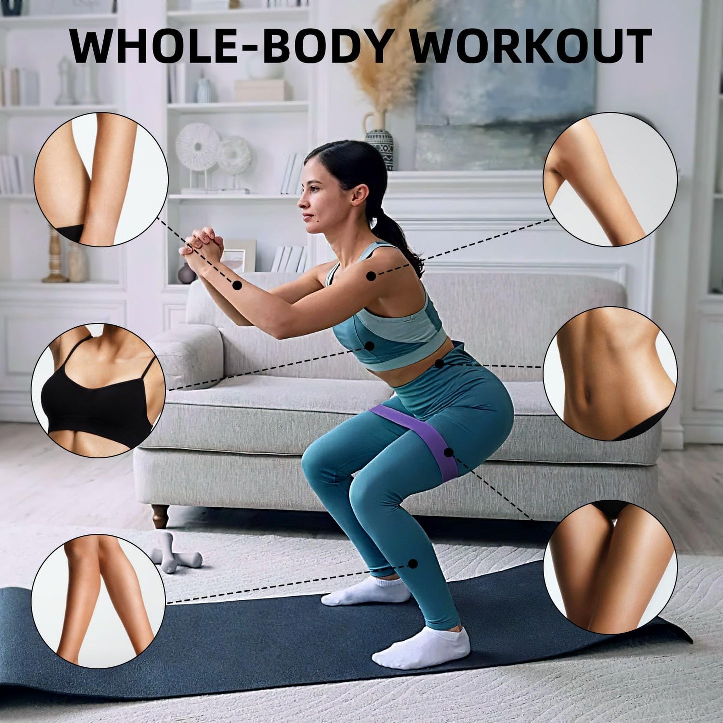 Resistance Loop Exercise Bands for Home Fitness, Yoga Pilates, Stretching, Strength Training, and Physical Therapy - Elastic Bands Set Workout Bands for Women&Men (5pcs Set)