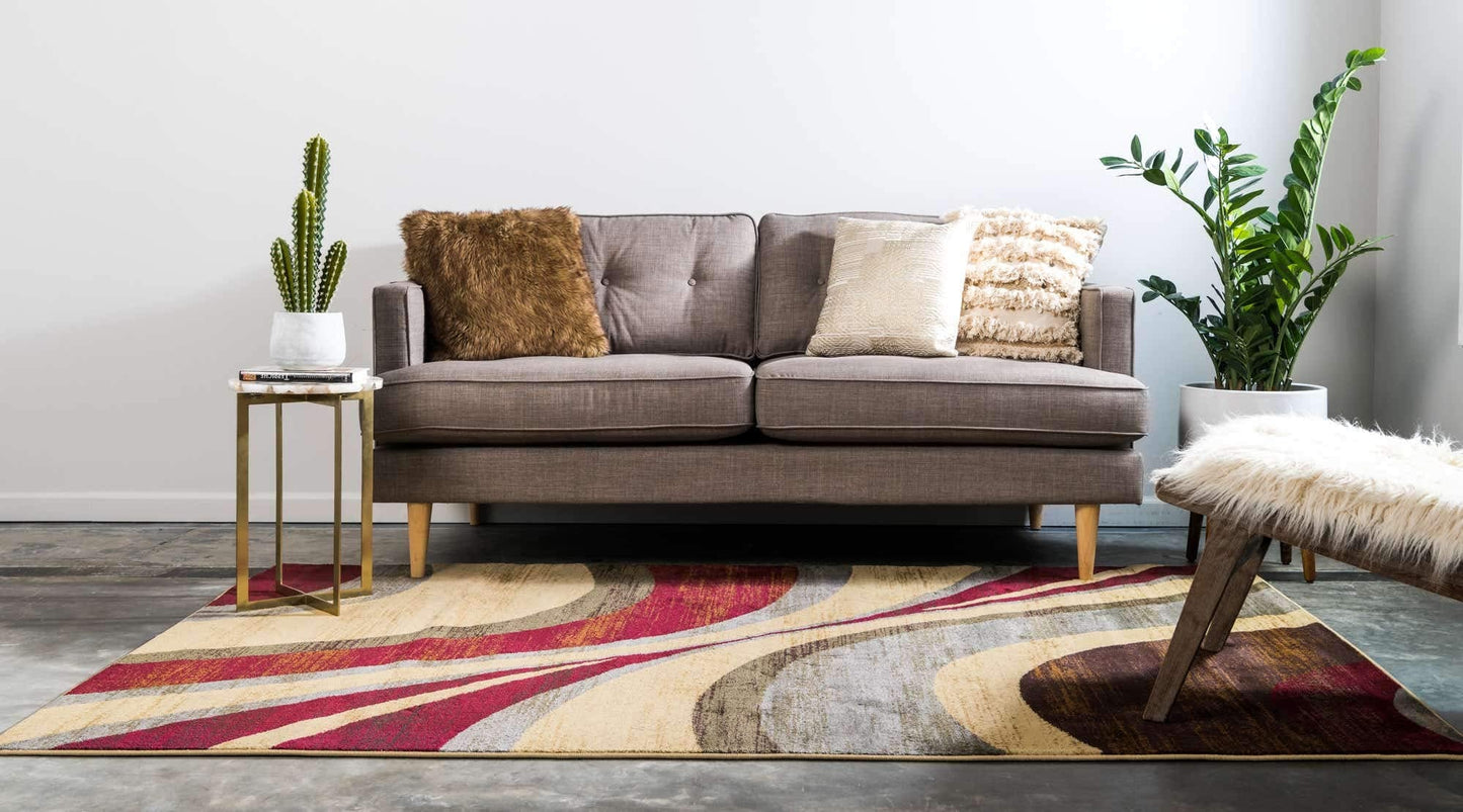 Unique Loom Barista Collection Area Rug - Ngada (4' 1" x 6' 1" Rectangle, Beige/ Red)