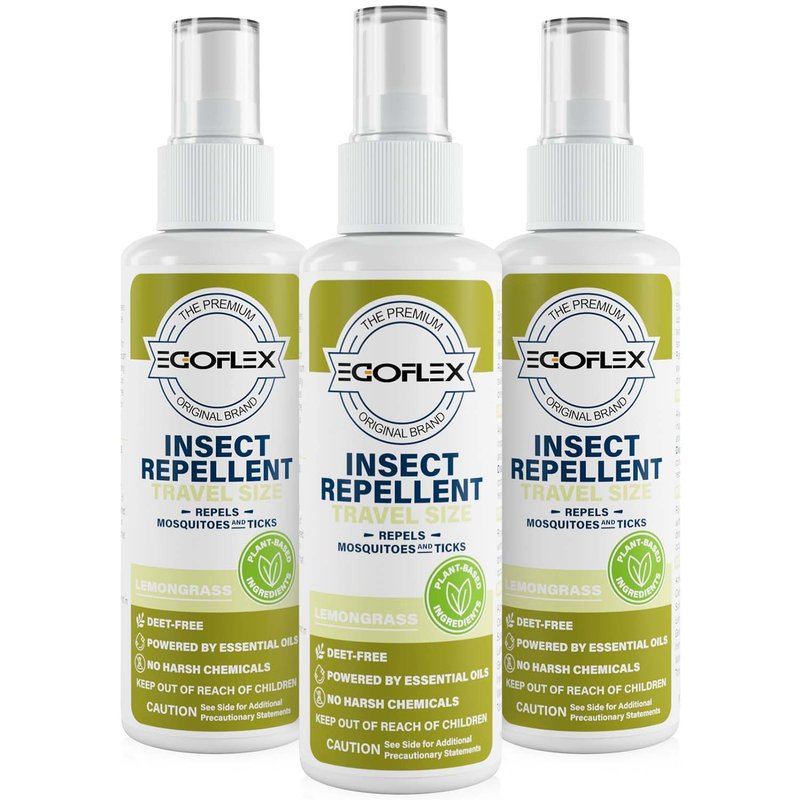 3-Pack Mosquito Repellent Spray - DEET-Free Bug Spray Travel Size TSA Approved - Mosquito, Tick & Insect Killer Deterrent with Natural Essential Oils - Lemongrass Scent - Safe for Family - 3 Fl Oz