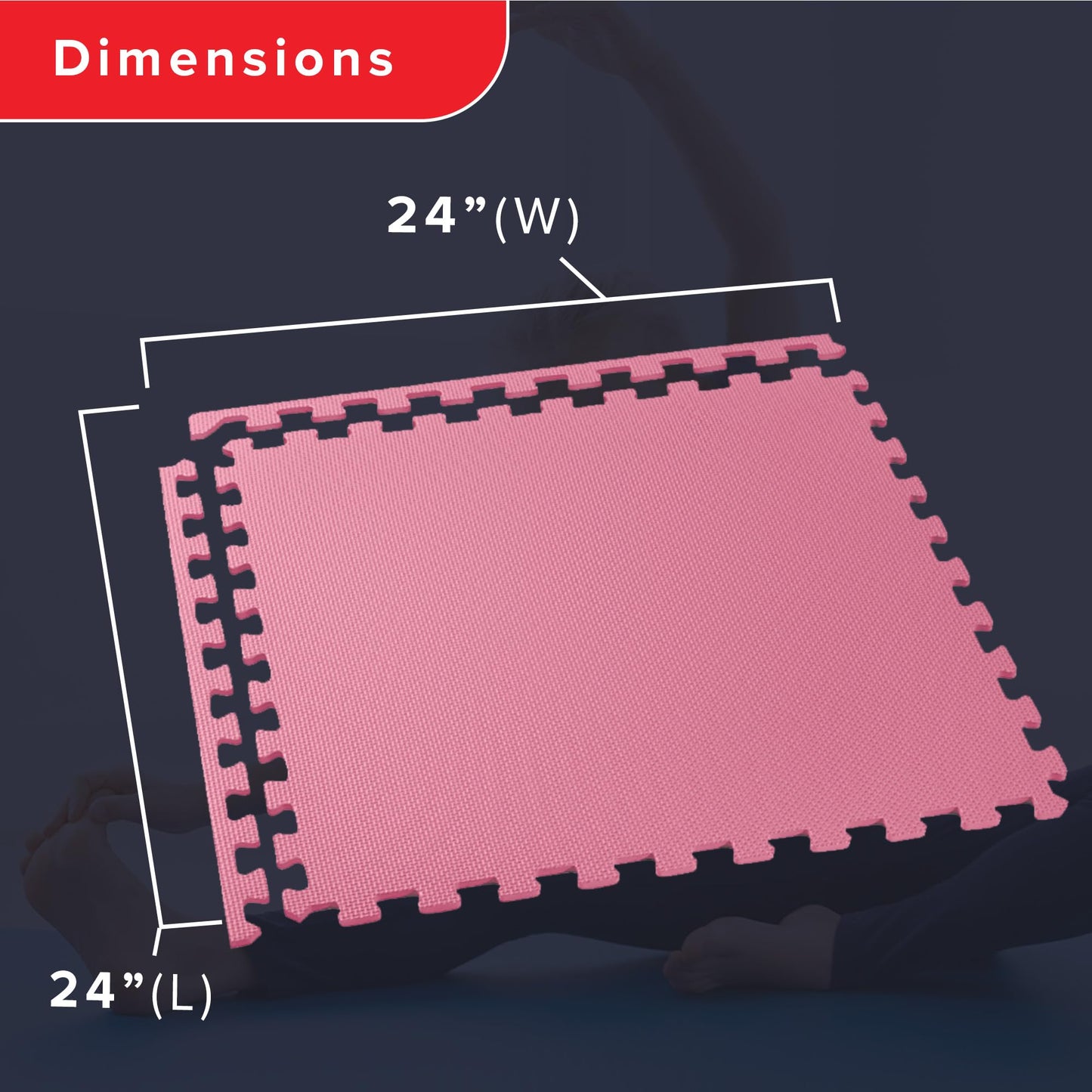 We Sell Mats 1/2 Inch Thickness Multipurpose EVA Foam Floor Tiles, Interlocking Floor Mat for Indoor Gym and Home Use, 24 in x 24 in, Pink, 100 Square Feet (25 Tiles)