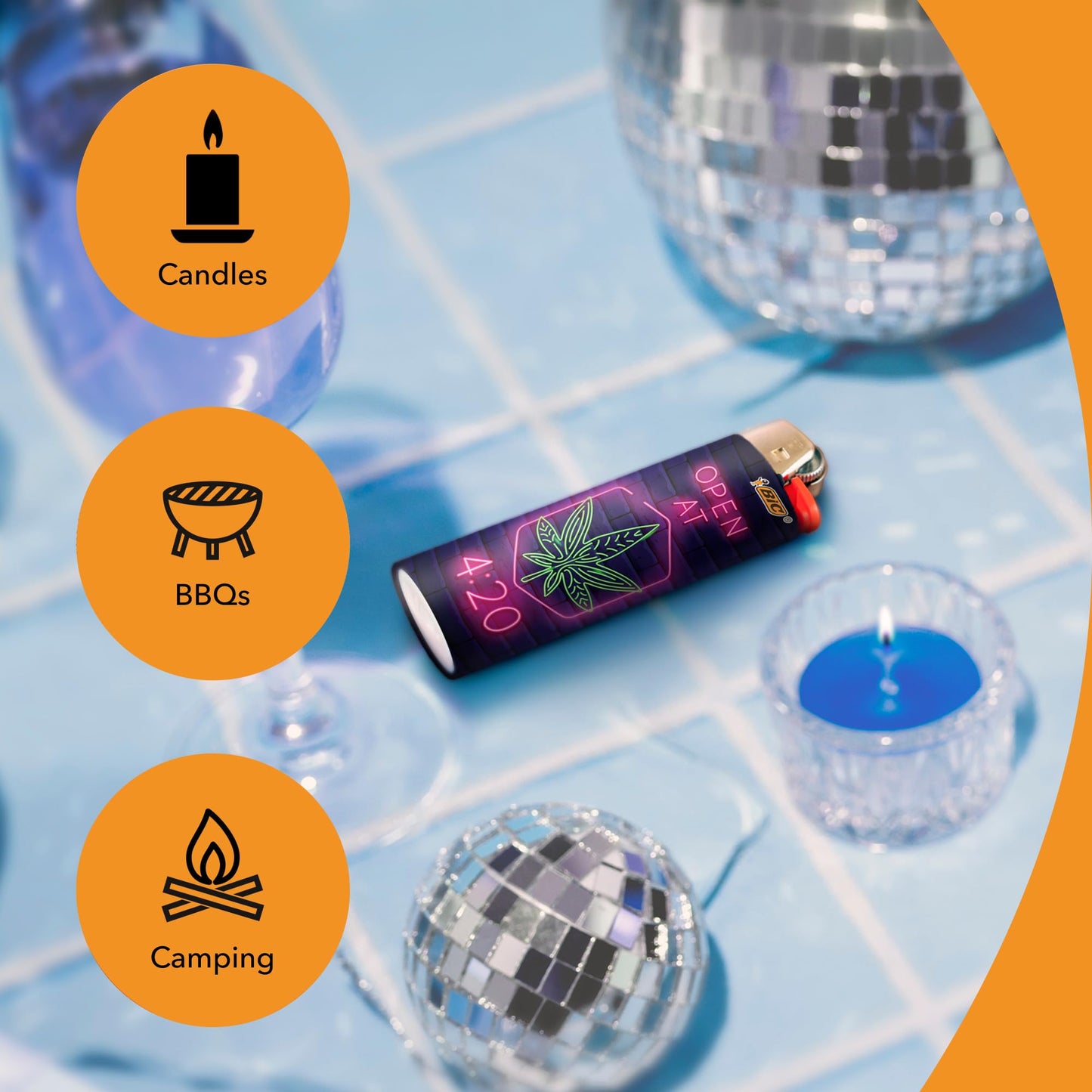 BIC Maxi Pocket Lighter, Special Edition Counterculture Series, 8 Count Pack of Lighters
