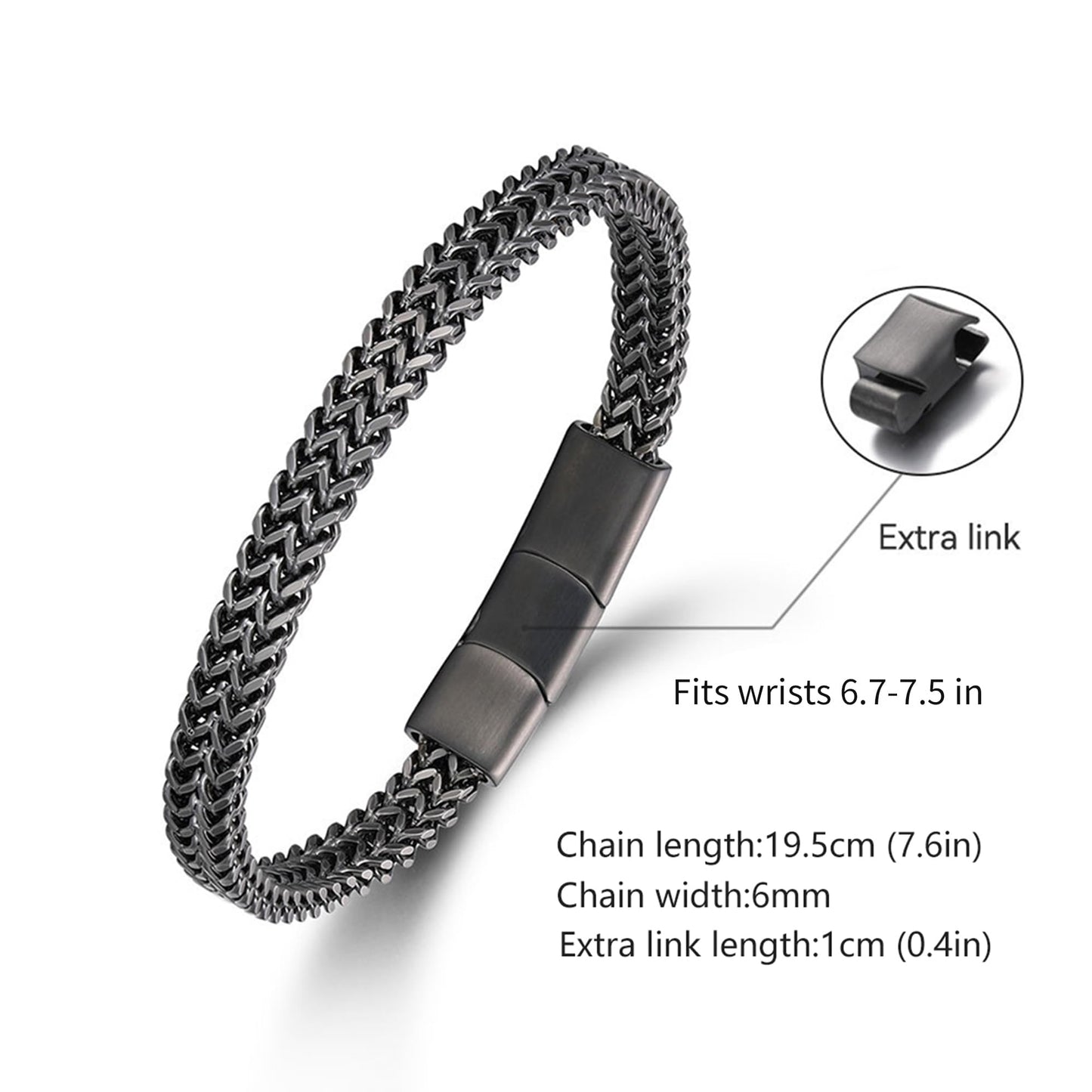 LUCKY2+7 Bracelets for Men-Stainless Steel Magnetic Clasp Franco Chain Mens Bracelet 1