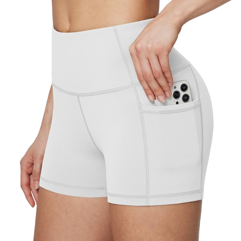 baleaf Gym Shorts Women 3" Biker Workout Yoga Spandex Running Volleyball Tummy Control Compression with Pockets White XXL
