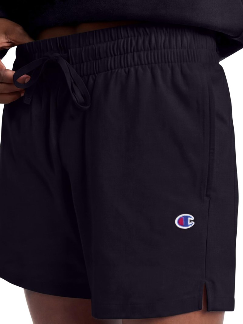 Champion Women's 4" Lounge Shorts, Standard Fit, Lightweight, Available in Regular and Plus, Black - C Logo, Large